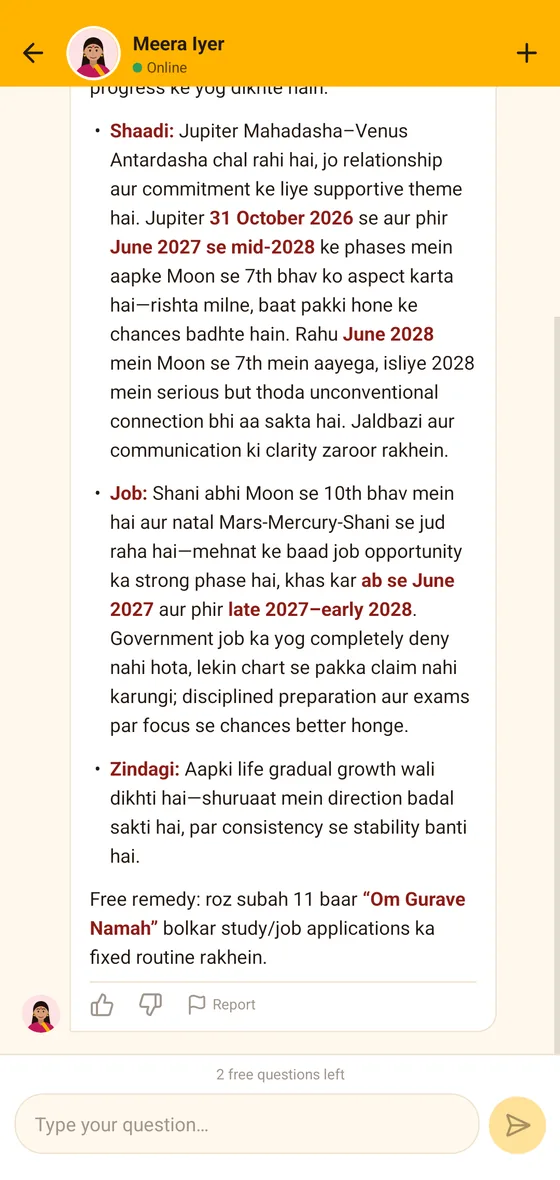 An answer in AstroOracle: marriage timing explained with dasha periods, transit dates and a free remedy.
